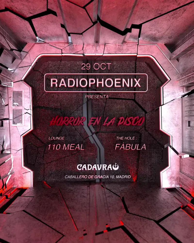 Animated club flyer with type over a moving organic red texture