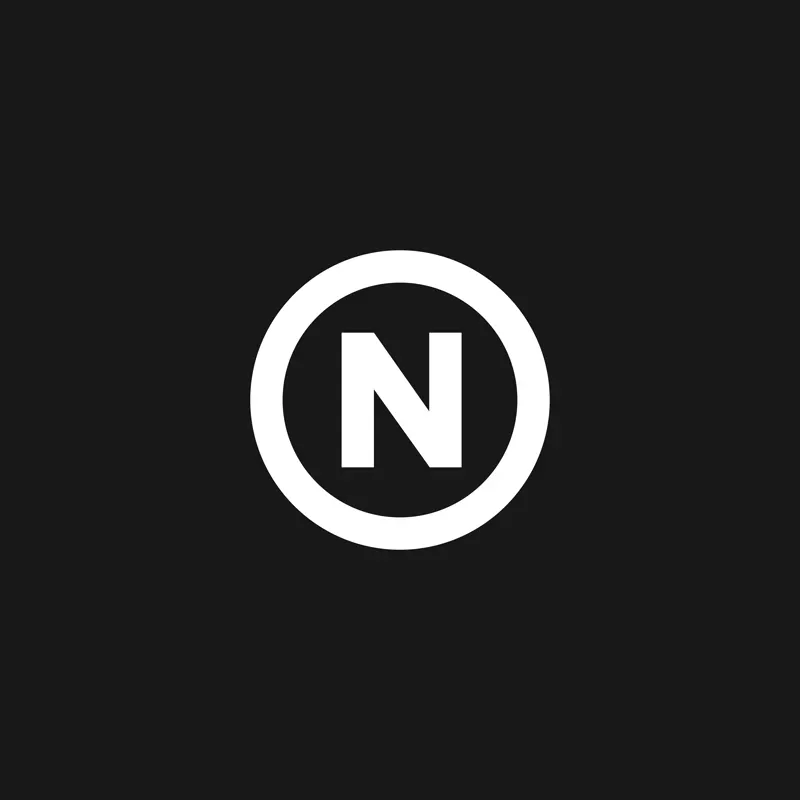 The Natur monogram: an N inside a circle, in white on black